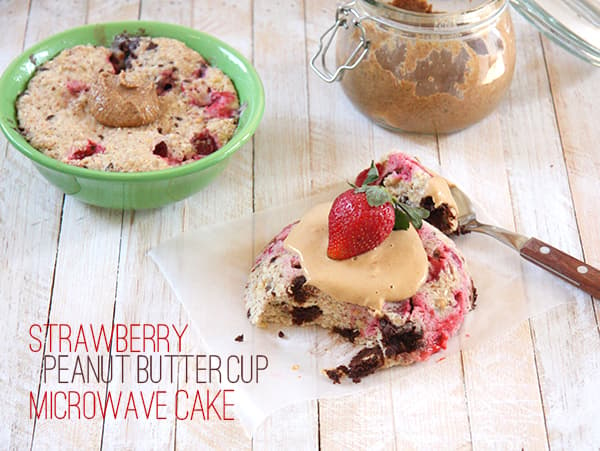 Strawberry Peanut Butter Cup Microwave Cake